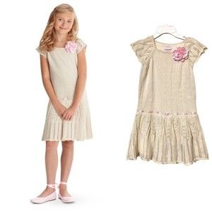 American Girl knit sweater dress glitter crochet dress flower detail girls Sz 12